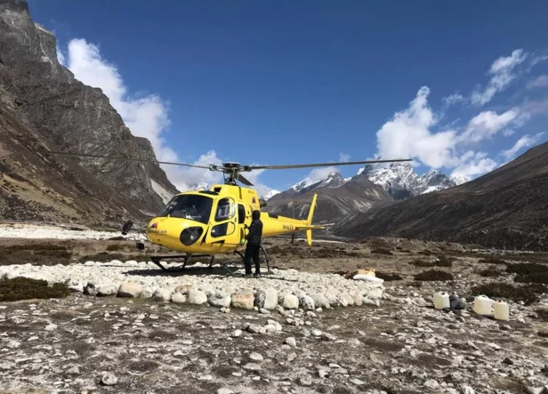 Lobuche to Lukla Helicopter Flight