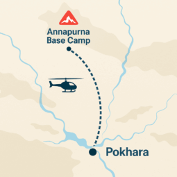 Route Map Helicopter Shuttle from Annapurna Base Camp to Pokhara